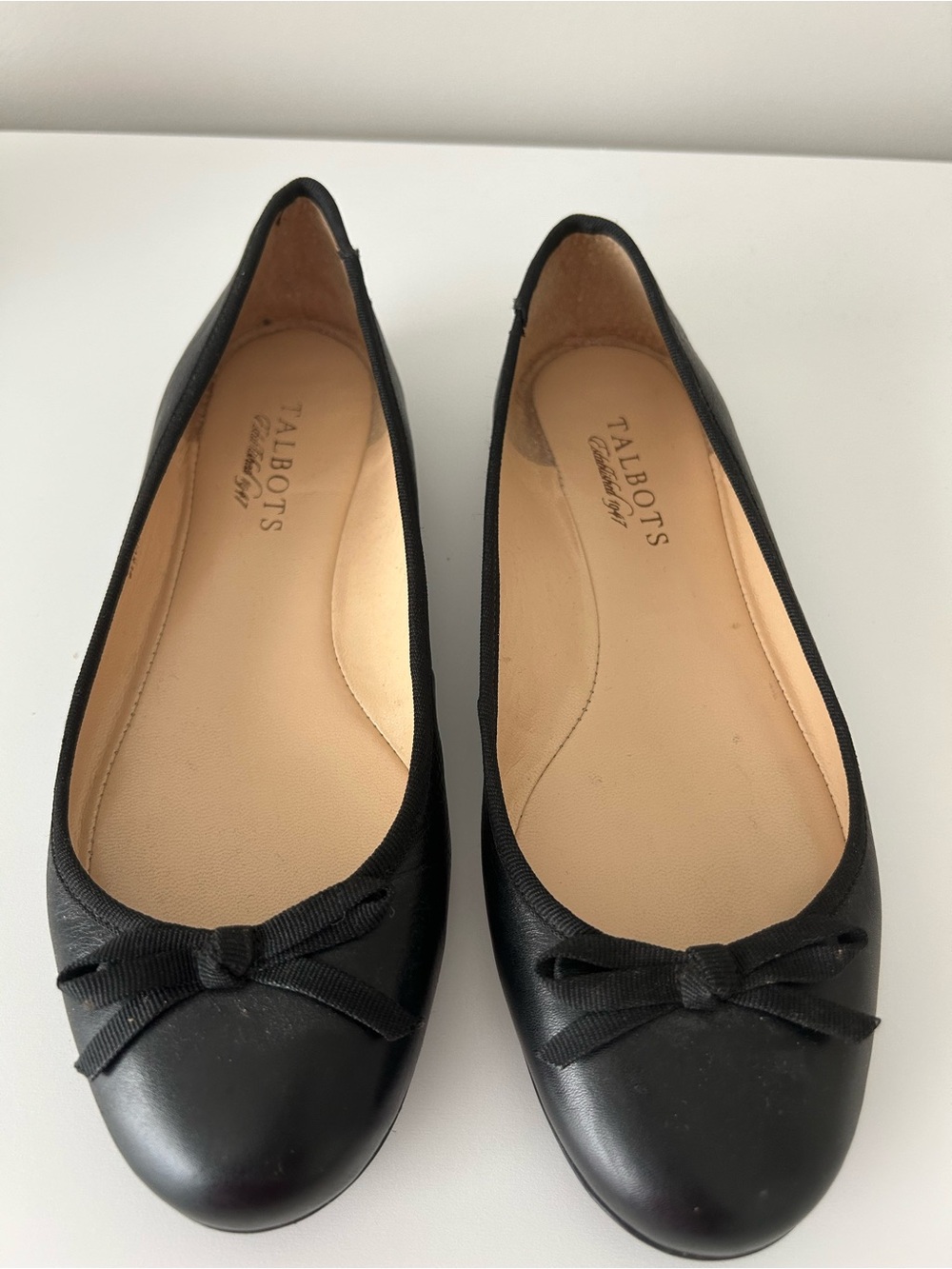 Talbots Black Leather Bow Ballet Flats